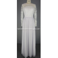 White Long Sleeve Lace Top Evening Prom Dress